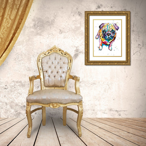 Pug II Gold Ornate Wood Framed Art Print with Double Matting by Seeley, Jenn