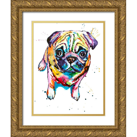 Pug II Gold Ornate Wood Framed Art Print with Double Matting by Seeley, Jenn