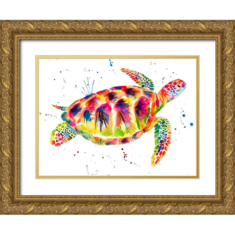 Sea Turtle Gold Ornate Wood Framed Art Print with Double Matting by Seeley, Jenn