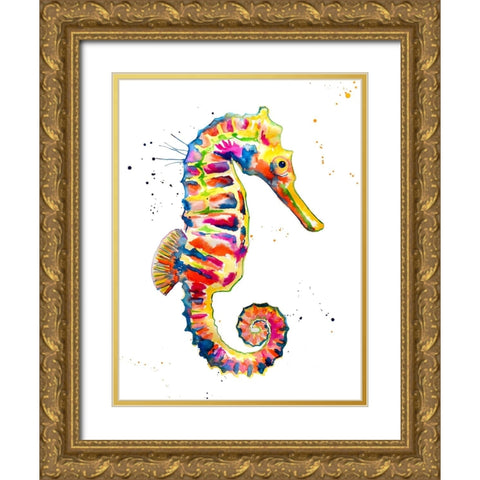 Sea Horse Gold Ornate Wood Framed Art Print with Double Matting by Seeley, Jenn