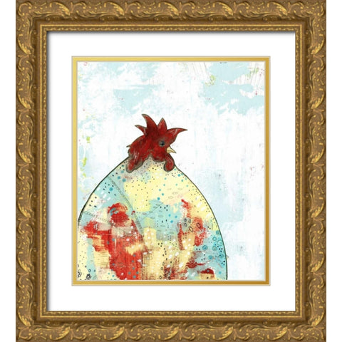 Rooster I Gold Ornate Wood Framed Art Print with Double Matting by Ogren, Sarah