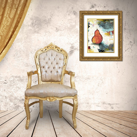 Abstract Pear Gold Ornate Wood Framed Art Print with Double Matting by Ogren, Sarah