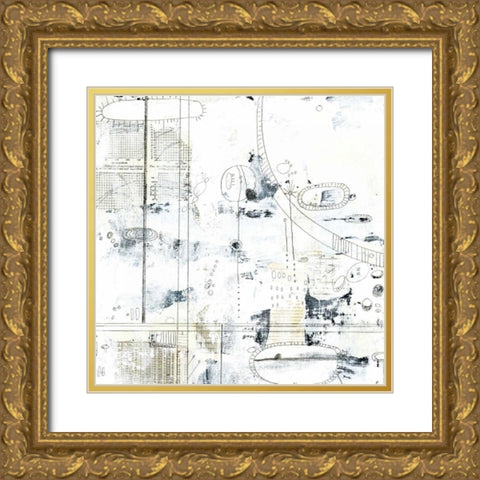 Neutral Abstract Gold Ornate Wood Framed Art Print with Double Matting by Ogren, Sarah