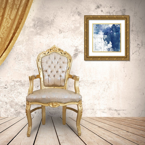 Navy Abstract I Gold Ornate Wood Framed Art Print with Double Matting by Ogren, Sarah