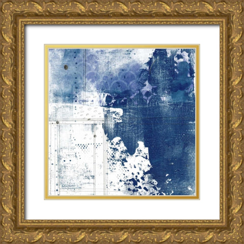 Navy Abstract I Gold Ornate Wood Framed Art Print with Double Matting by Ogren, Sarah