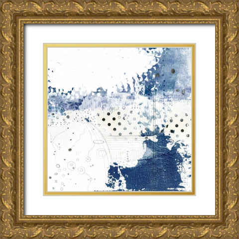 Navy Abstract III Gold Ornate Wood Framed Art Print with Double Matting by Ogren, Sarah