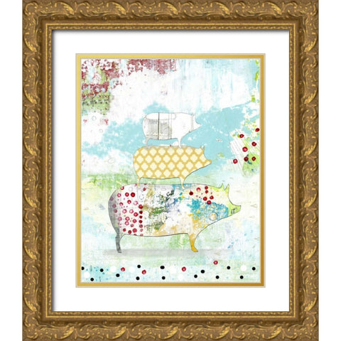 Totem Pig II Gold Ornate Wood Framed Art Print with Double Matting by Ogren, Sarah