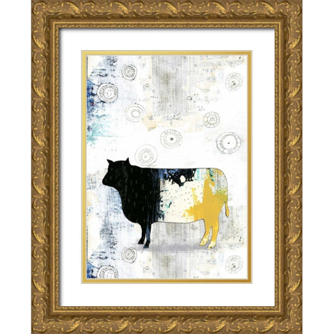 Cow Gold Ornate Wood Framed Art Print with Double Matting by Ogren, Sarah