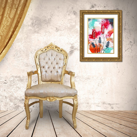 Bright Abstract with Flowers Gold Ornate Wood Framed Art Print with Double Matting by Ogren, Sarah