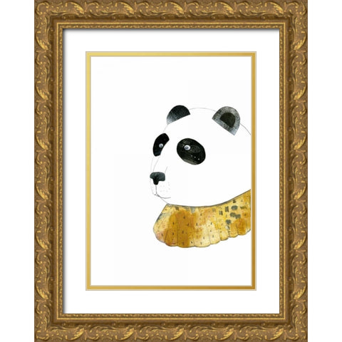 Panda with Gold Collar Gold Ornate Wood Framed Art Print with Double Matting by Ogren, Sarah
