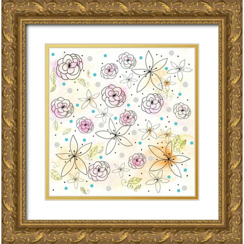 Floral Gold Ornate Wood Framed Art Print with Double Matting by Ogren, Sarah