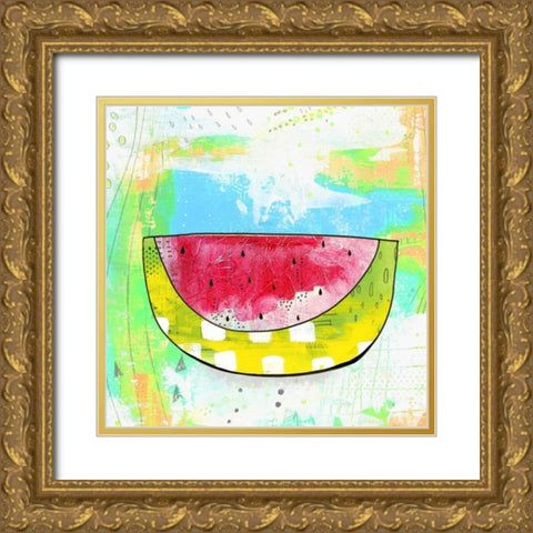 Hot Watermelon Gold Ornate Wood Framed Art Print with Double Matting by Ogren, Sarah