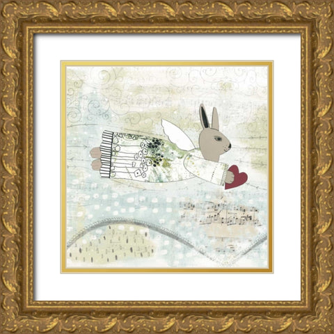Bunny Angel Gold Ornate Wood Framed Art Print with Double Matting by Ogren, Sarah
