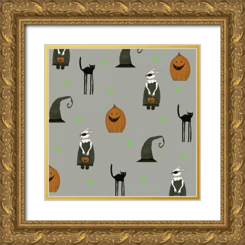 Halloween Pattern Gold Ornate Wood Framed Art Print with Double Matting by Ogren, Sarah