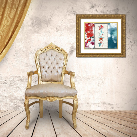 Red White and Blue Gold Ornate Wood Framed Art Print with Double Matting by Ogren, Sarah