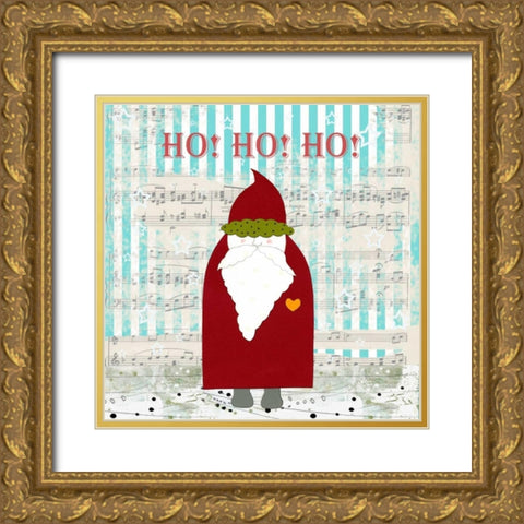 Ho Ho Ho Santa Gold Ornate Wood Framed Art Print with Double Matting by Ogren, Sarah