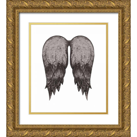 Black Angel Wings Gold Ornate Wood Framed Art Print with Double Matting by Ogren, Sarah