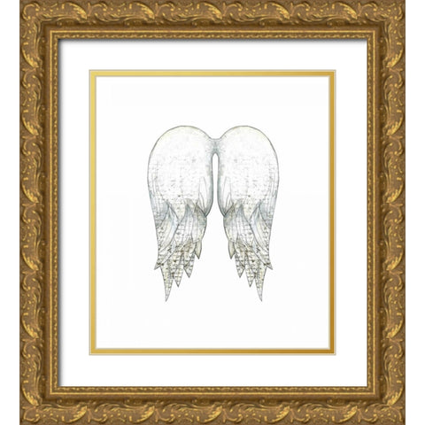 White Angel Wings Gold Ornate Wood Framed Art Print with Double Matting by Ogren, Sarah
