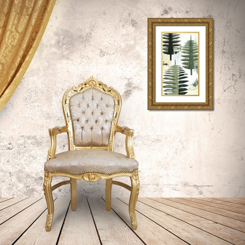 Palms II Gold Ornate Wood Framed Art Print with Double Matting by Ogren, Sarah