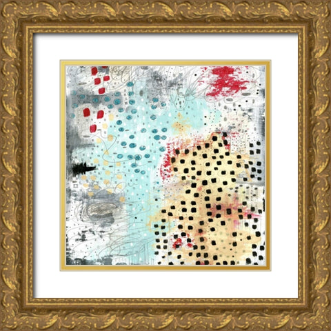 Black Spots Abstract Gold Ornate Wood Framed Art Print with Double Matting by Ogren, Sarah