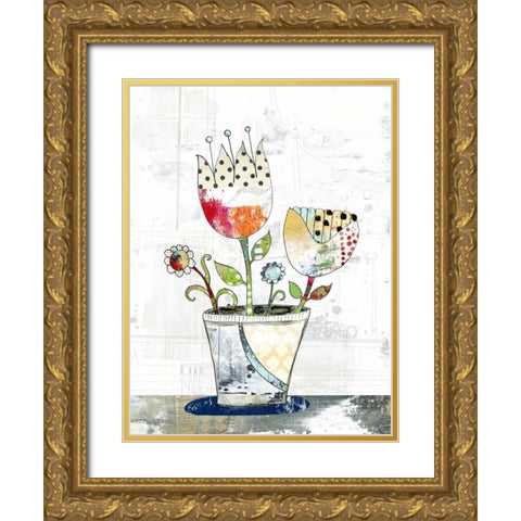 Flower Pot Gold Ornate Wood Framed Art Print with Double Matting by Ogren, Sarah