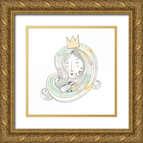 The Princess and the Frog Gold Ornate Wood Framed Art Print with Double Matting by Ogren, Sarah