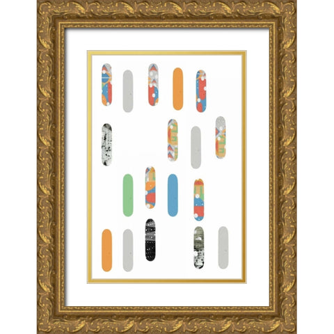 Skateboards Gold Ornate Wood Framed Art Print with Double Matting by Ogren, Sarah