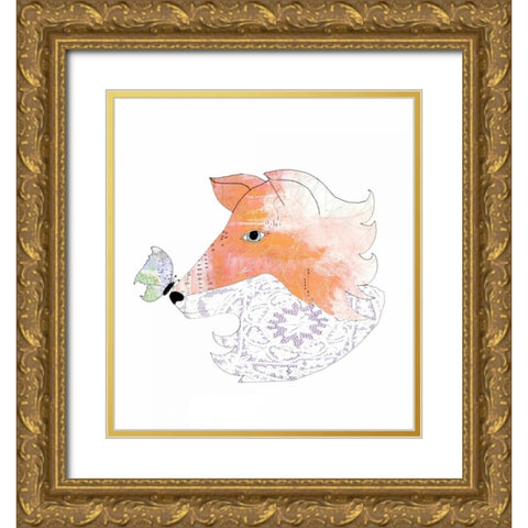 Lace Fox Gold Ornate Wood Framed Art Print with Double Matting by Ogren, Sarah