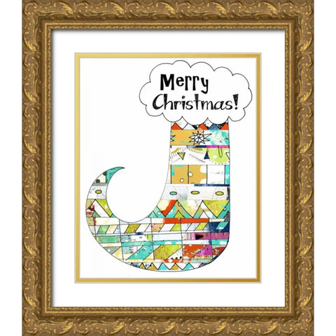 Geometric Stocking Gold Ornate Wood Framed Art Print with Double Matting by Ogren, Sarah