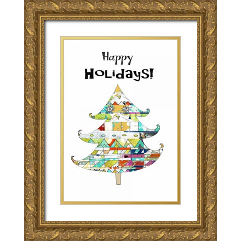 Geometric Tree Gold Ornate Wood Framed Art Print with Double Matting by Ogren, Sarah