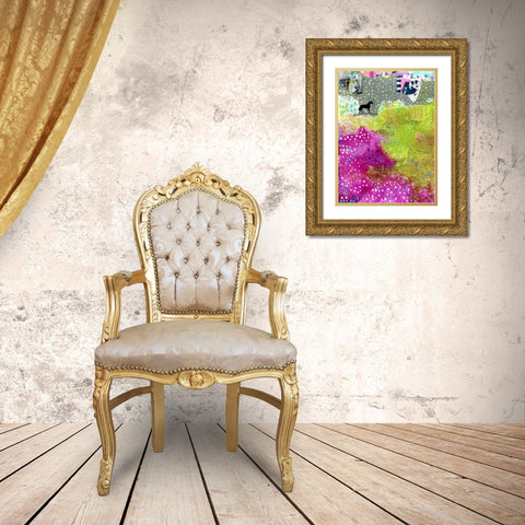 Fuchsia and Lime Pasture Gold Ornate Wood Framed Art Print with Double Matting by Ogren, Sarah