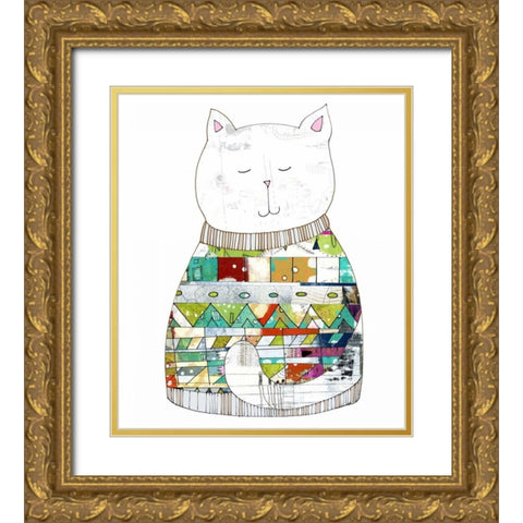 Cat in a Sweater Gold Ornate Wood Framed Art Print with Double Matting by Ogren, Sarah