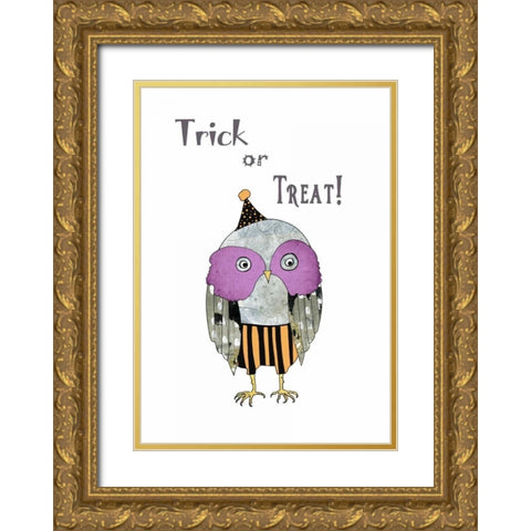 Trick or Treat Owl Gold Ornate Wood Framed Art Print with Double Matting by Ogren, Sarah