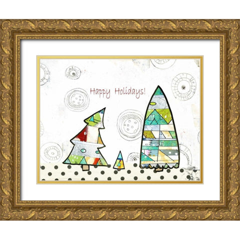 Geometric Trees Gold Ornate Wood Framed Art Print with Double Matting by Ogren, Sarah