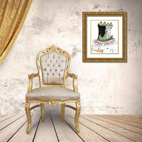 Big Top Hat Snowman Gold Ornate Wood Framed Art Print with Double Matting by Ogren, Sarah