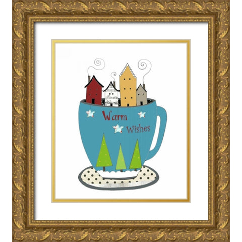 Warm Wishes in a Cup Gold Ornate Wood Framed Art Print with Double Matting by Ogren, Sarah