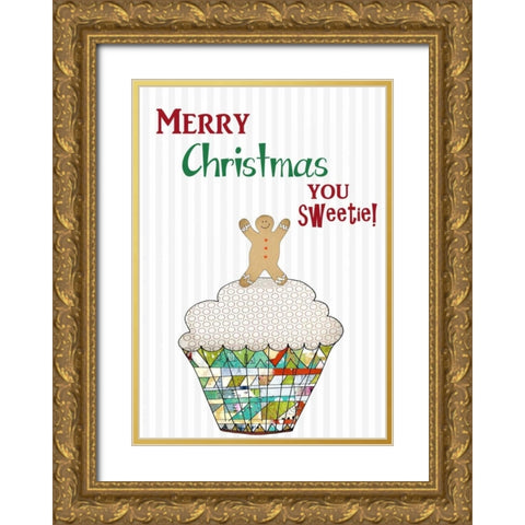 You Sweetie Cupcake Gold Ornate Wood Framed Art Print with Double Matting by Ogren, Sarah