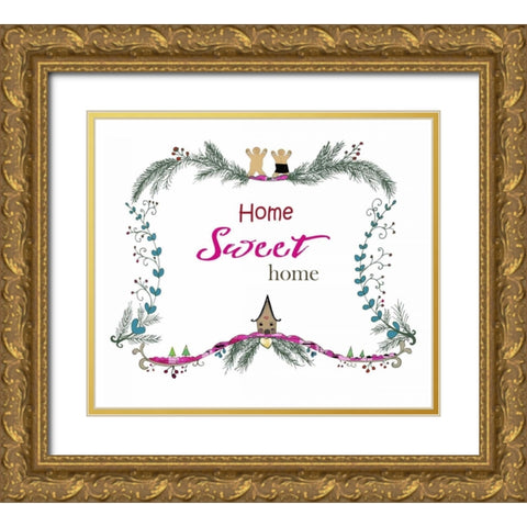 Home Sweet Home Gingerbread Gold Ornate Wood Framed Art Print with Double Matting by Ogren, Sarah