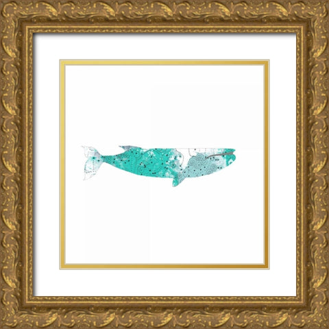 Blue Whale Gold Ornate Wood Framed Art Print with Double Matting by Ogren, Sarah