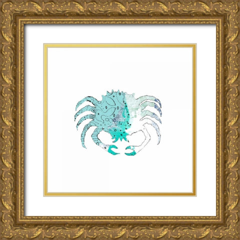 Blue Crab Gold Ornate Wood Framed Art Print with Double Matting by Ogren, Sarah