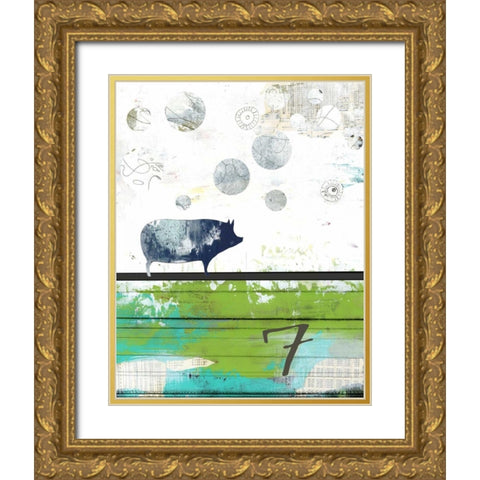 Pig 7 Gold Ornate Wood Framed Art Print with Double Matting by Ogren, Sarah