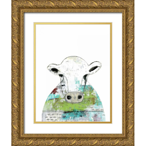 Collage Cow II Gold Ornate Wood Framed Art Print with Double Matting by Ogren, Sarah