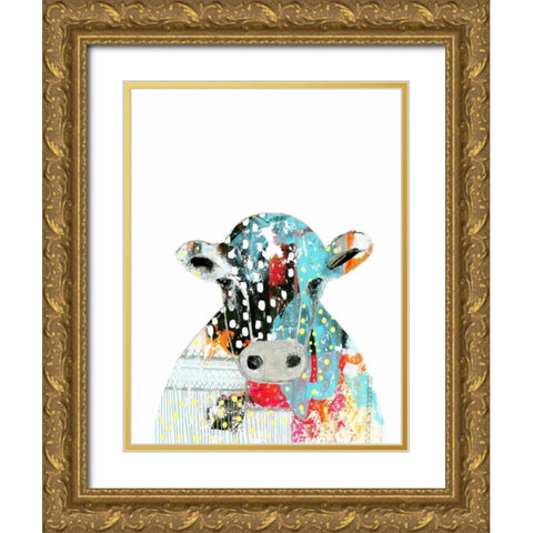 Abstract Cow Gold Ornate Wood Framed Art Print with Double Matting by Ogren, Sarah