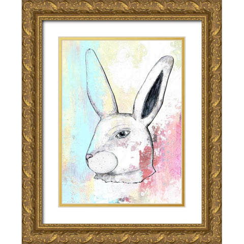 Rainbow Bunny II Gold Ornate Wood Framed Art Print with Double Matting by Ogren, Sarah