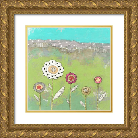 5 Flowers Gold Ornate Wood Framed Art Print with Double Matting by Ogren, Sarah