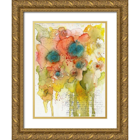 Floral Watercolor Gold Ornate Wood Framed Art Print with Double Matting by Ogren, Sarah