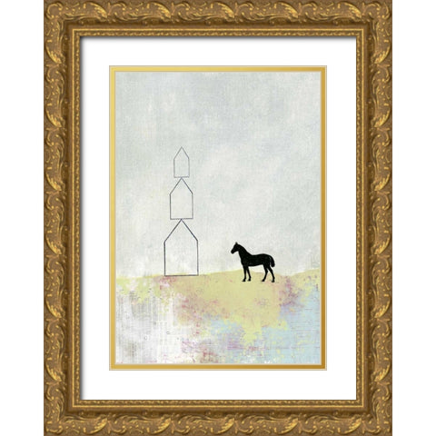 3 Barns Gold Ornate Wood Framed Art Print with Double Matting by Ogren, Sarah