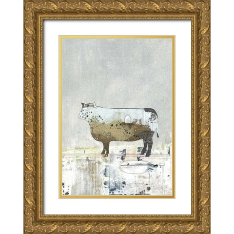 Brown Cow Gold Ornate Wood Framed Art Print with Double Matting by Ogren, Sarah