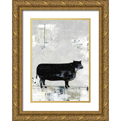 The Black Bull Gold Ornate Wood Framed Art Print with Double Matting by Ogren, Sarah