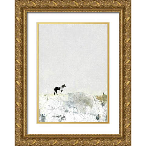 The Lone Horse Gold Ornate Wood Framed Art Print with Double Matting by Ogren, Sarah